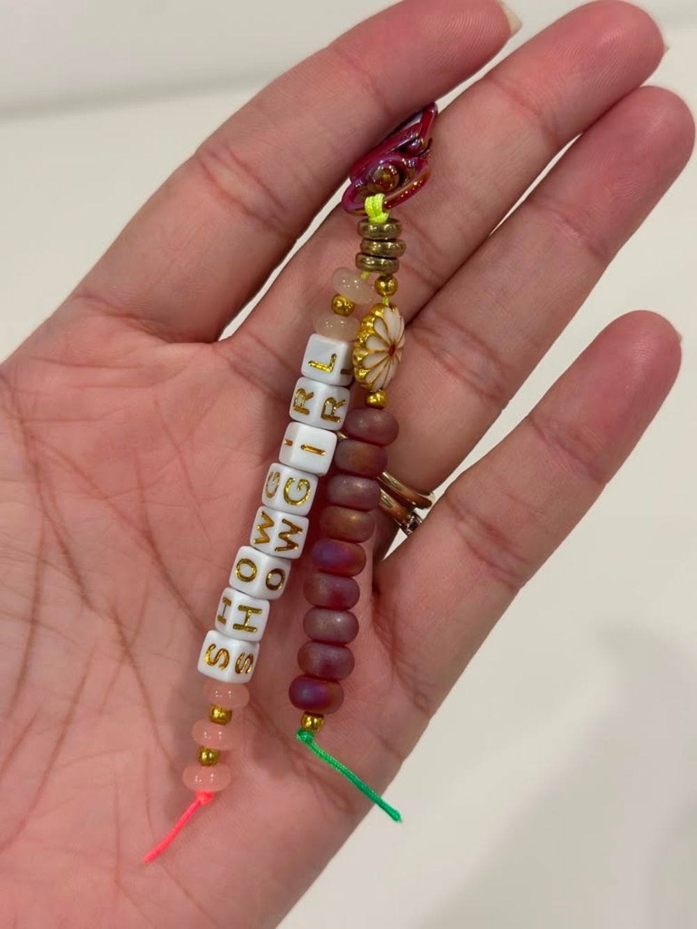 Taylor Swift SHOWGIRL Inspired Beaded Charm Keychain | Swiftie Bag Charm